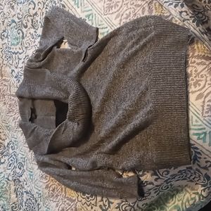 AB Studio 3/4 sleeve cowl sweater - gray heather/black - small